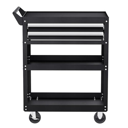 VEVOR 5-Tier Tool Cart with Wheels, 400 lbs Load Capacity, Rolling Work Cart with 2 Drawers & Pegboard, Mechanic Tool Storage Organizer with Locking System for Garage, Warehouse and Repair Shop, Black - style: 5-Tier-400 lbs with 2 Drawers