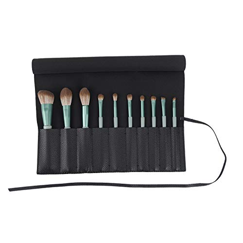 Bird&Fish Makeup Brush Case Travel, makeup brush case roll up,brush holder makeup,Holder Organizer Brushes Pouch Cosmetic Bag for Travel，Rolling Bag Storage Case PU Leather - color: Black