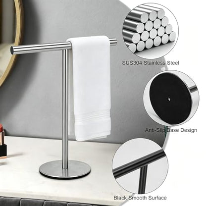 T-Shape Towel Holder, Towel Rack Stand for Bathroom Vanity Countertop, Towel Bar for Bathroom Kitchen (Silvery) - color: Silvery-1pc