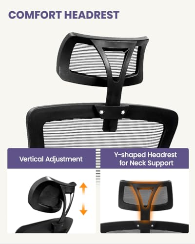 NEO Chair Office Desk Chair Gaming Computer High Back Support Mesh Comfy Seat with Adjustable Ergonomic Headrest Lumbar Rolling Flip-up Armrests and Wheels (Mesh Black) - color: Mesh Black