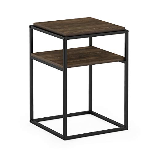 2-Tier Stackable Metal Frame End Table, Toolless Assembly Bedside Table, Night Stand with Open Shelf, Side Table, for Bedroom, Living Room, Columbia Walnut - color: Columbia Walnut, size: 2 Tier, Set of 1