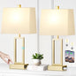 Rinweey 23.5" Touch Control Table Lamps Set of 2, Modern Gold Bedside Lamps with USB A+C Ports & AC Outlet, 3 Way Dimmable Contemporary Nightstand Lamps for Bedroom Living Room(2 LED Bulb Included) - color: Gold