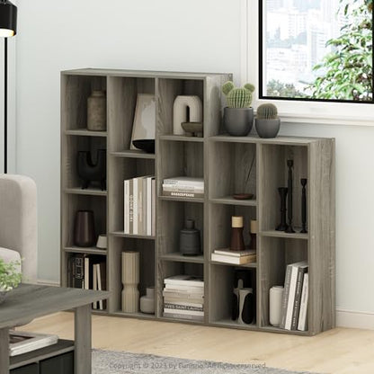Furinno LUDER Book Shelf, 11-Cube Bookshelf, Reversible Bookcase, 9.4 x 29.1 x 41.7, Easy Assembly, for Living Room, Bedroom, Home Office, French Oak | Furinno - color: French Oak, size: 11-Cube