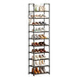 Simple Trending Tall Shoe Rack for Closet, 10 Tiers Narrow Shoe Shelf Holds 20 Pairs, Shoe Organizer Storage with Hooks, Black - size: 10 Tiers Narrow, Black