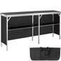 VEVOR Extra Long Folding Portable Bar Tradeshow Podium Table for Indoor, Outdoor, Party, Picnic, Exhibition, Includes Carrying Case, Storage Shelf and Black Skirt, 77.95" x 15.16" x 34.65" - size: 77.95 INCH