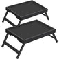 Breakfast Tray with Folding Legs Set of 2, Bamboo Bed Tray Table 15.7" Foldable TV Dinner Tray with Ergonomic Wave Handles for Bed Couch Sofa, Breakfast, Snacks, Coffee, Black - color: Black, size: Medium