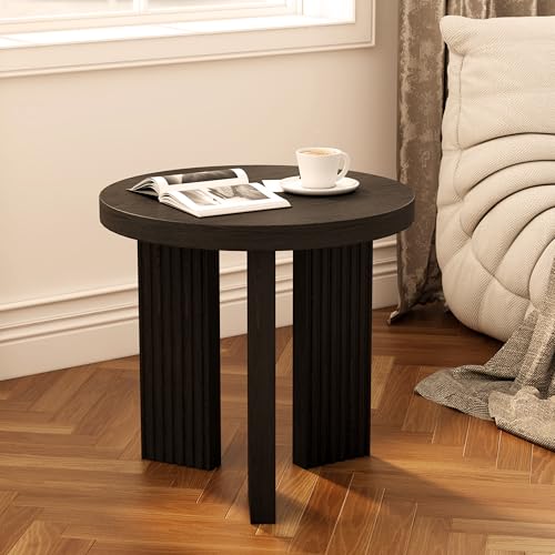17.52" Small Round Side Table, Black | Coffee Table with Smooth Thick Mesa, Circle End Table with X Shaped Stable Legs, Accent Tea Table for Living Room, Office - color: Black, style: Side Table