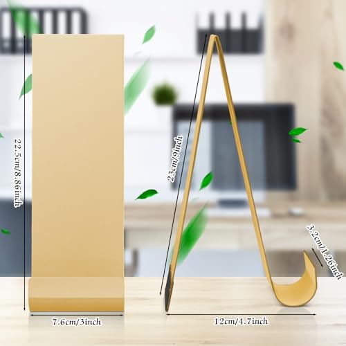 Yaocom 4 Pcs Metal Fancy Brochure Holder Display Flyer Brochure Holder Stand Table Vertical Countertop Literature Organizer for Booklets Pamphlet Magazine Menu Journals(Gold) - color: Gold