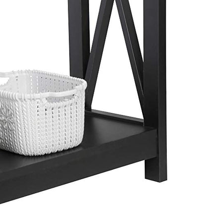 Nouva 2-Tier Narrow Console Sofa Side Wall Table for Hallway Foyer Table Sofa Long Accent Table for Living Room, Black - color: Black
