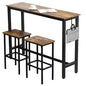 Finnhomy 52.7" Industrial Bar Table Set with 2 Stools - Counter Height Dining & Pub Table for Small Spaces, Kitchen, Apartment, Breakfast Nook - Metal & Wood, Space-Saving Furniture - Rustic Brown - color: Rustic Brown, size: 52.7" Bar Table