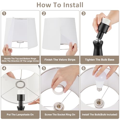 Seealle Modern Table Lamps Set of 2 - Touch Bedside Lamp for Nightstand with Dual USB C+A,3-Way Dimmable Black Nightstand Lamps for Living Room Bedroom End Table(Bulb Included) - color: A. Black-White