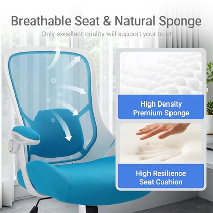 HYLONE 400lbs Heavy Duty Office Chair, 5" Thickened Seat Ergonomic Desk Chair with Adjustable Armrests, Home Office Computer Chairs for Long Hours Mesh Executive Chair(Blue) - color: Blue, size: Thicken Cushion