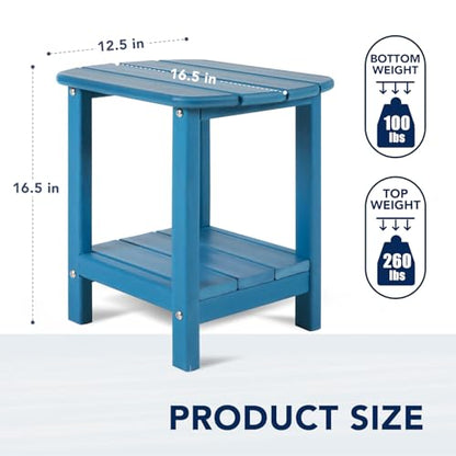 nalone Adirondack Side Table 16.5" Outdoor Side Table HDPE Plastic Double Adirondack End Table Small Table for Patio(Navy Blue) - color: Navy Blue