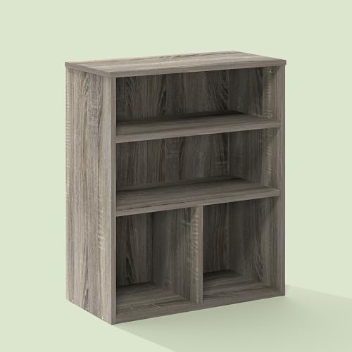 Frei Bookcases, Bookshelf, 4 Cube Display Bookcase, with Adjustable Shelves, for Home Office, Living Room, Olive Oak - color: Olive Oak, size: 11.81 (D) x 23.62 (W) x 28.15 (H) inches