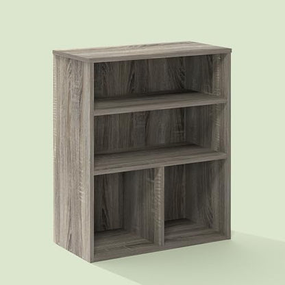 Frei Bookcases, Bookshelf, 4 Cube Display Bookcase, with Adjustable Shelves, for Home Office, Living Room, Olive Oak - color: Olive Oak, size: 11.81 (D) x 23.62 (W) x 28.15 (H) inches