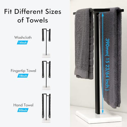 KES Black Hand Towel Holder, Free Standing Towel Rack Towel Stand S-Shape with Marble Base for Bathroom Countertop SUS304 Stainless Steel Matte Black, BTH223-BK - color: Matte Black