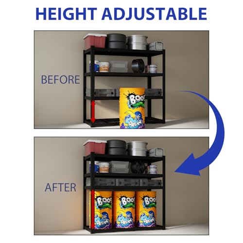 71" Wx71 H Industrial Shelving,8000LBS Garage Storage Shelves,4 Tier Adjustable Metal Shelving,Heavy Duty Shelving for Factory, Garage,Warehouse,Barn (1)