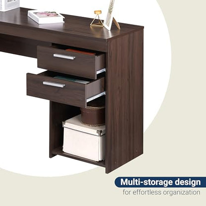Techni Mobili 48 Inch Modern Compact Computer Desk with Drawers, Espresso | 48 Inch modern desk with storage drawers, sturdy frame, compact design, ideal for bedrooms and home office workspaces - color: Espresso
