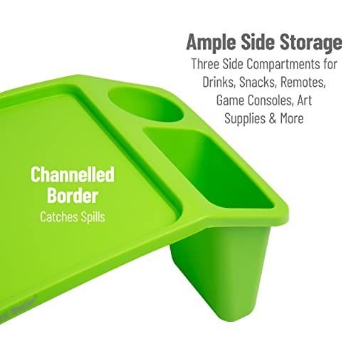 Mind Reader Kids Lap Desk, Portable Activity Tray with Side Storage, Stackable Plastic Desk for Drawing, Snacks, Study, Set of 2, Green - color: Green