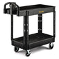 ELAFROS Utility Cart with Ergonomic Handle and Built-in Tool Compartments - 37.5" x 17" Work Cart W/Deep Shelves Safely Holds up to 550 lbs - 2 Tier Rolling Cart,Black