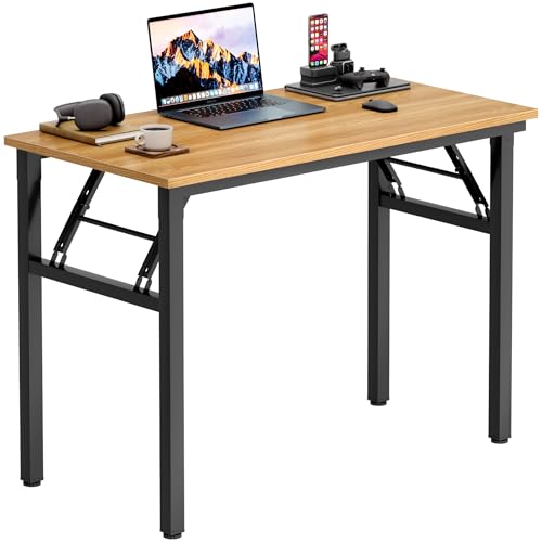 Need Office Computer Desk -35.8 L Sturdy and Heavy Duty Folding Laptop Table,Writing Table/Home Office Desk/Sewing Table, No Assembly Required, Teak & Black Frame - color: Teak & Black Frame, size: 35.8inch