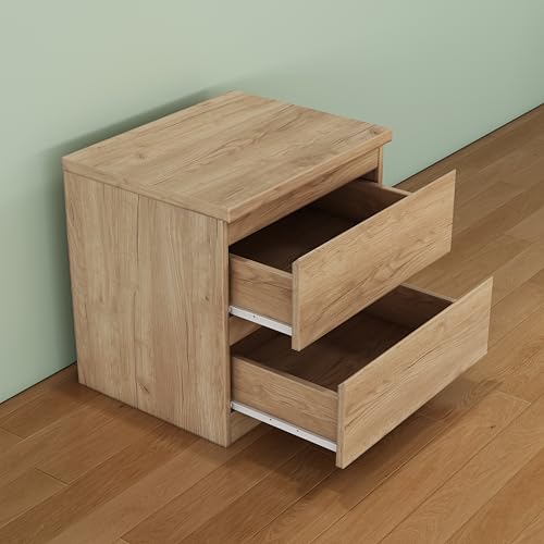 Nightstand with Drawers, Bedside Table with Drawers, Sofa Side Table Storage Cabinet, Night Stand for Bedroom Living Room (1, 2 Drawers Nature, 19.7" W×15.6" D×18.9" H) - color: 2 Drawers Nature