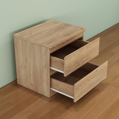 Nightstand with Drawers, Bedside Table with Drawers, Sofa Side Table Storage Cabinet, Night Stand for Bedroom Living Room (1, 2 Drawers Nature, 19.7" W×15.6" D×18.9" H) - color: 2 Drawers Nature
