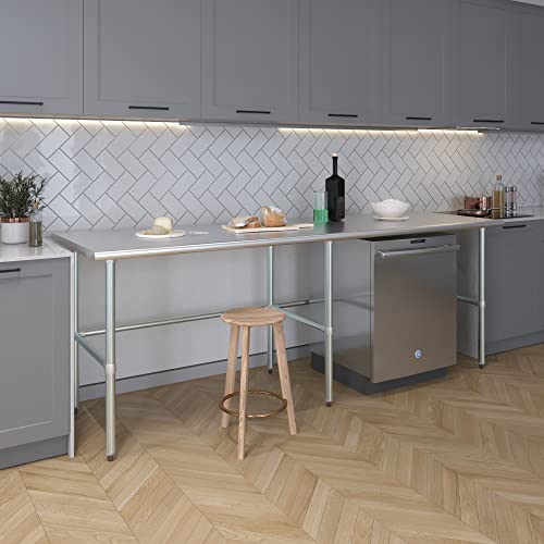 30 in. x 96 in. Open Base Stainless Steel Work Table | Residential & Commercial | Food Prep | Heavy Duty Utility Work Station | NSF - size: 96 in. Length x 30 in. Width