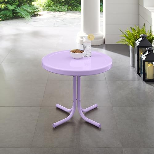 Crosley Furniture Griffith Weather Resistant Retro Metal Outdoor Side Table for Patio, Deck, Porch, Lavender Gloss - color: Lavender Gloss
