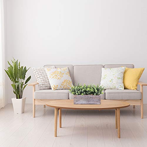Winlyn Faux Eucalyptus Plants in Rustic Rectangular Wood Planter Box Artificial Eucalyptus Greenery Arrangement Potted Plant in Dusty Green for Wedding Centerpiece Office Room Table Windowsill Décor