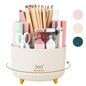 SKYDUE 360 Rotating Plastic Desk Pen Organizer with 5 Slots, Dual-Purpose Art Supply Pencil Cup for Office, School, Home - color: Beige_1Pack