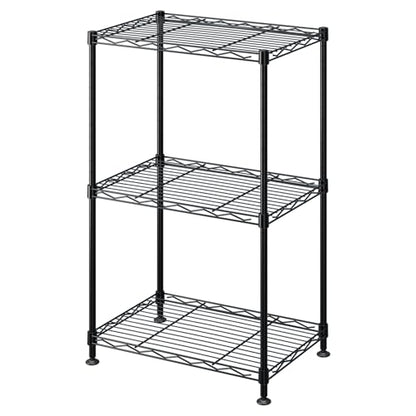 FOXHOLE 3-Tier Wire Shelving Rack, Heavy Duty Metal Storage Shelf Unit with Adjustable Shelves, Black, 16.5 x 11 x 26.4 Inches - size: 11"W x 16.5"D x 26.4"H