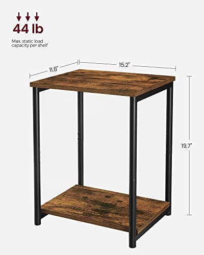 VASAGLE Side Tables Set of 2, Small End Table, Nightstand for Living Room, Bedroom, Office, Bathroom, Rustic Brown and Black ULET272B01 - color: Rustic Brown + Black