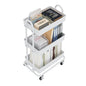 3-Tier Utility Cart with Wheels, Rolling Cart, Storage Shelves, Multi-Functional Organizer Cart for Bathroom, Office, Kitchen, White - size: No hanging baskets