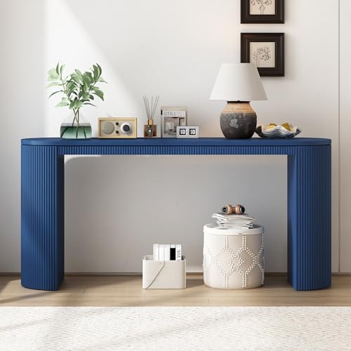 59.2-Inch Console Table for Entryway, Modern Hallway Table with Unique Vertical Stripe Design,for Living Room and Study (Navy-01) - color: Navy-01
