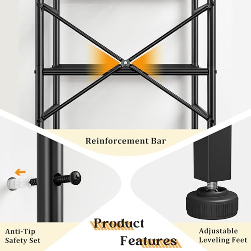 DurayLoly Metal Shelving with Hooks & Side Panel for Pantry Storage, 5-Tier | More dense wire diameters, Reinforcing Ribs, Leveling Feet, easy assembly, 550LBS Heavy Duty Shelving, Kitchen Laundry Room - size: 17.7" W x 11.81" D x 58.26" H (5T)