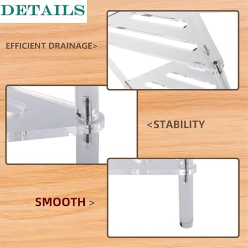 Acrylic Corner Shelf, 2 Tier Floor Shower Caddy & Anti Slip Shower Stool Clear Corner Shower Organizer for Bathroom Plant Stand for Bedroom Kitchen 13.39 x 12.20 x 11.81 Inch