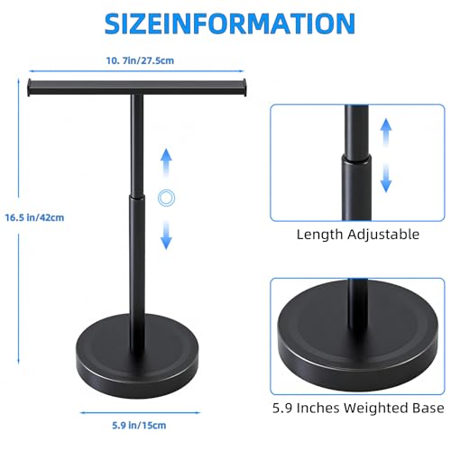 Hand Towel Stand, Stainless Steel Hand Towel Holder Rack for Bathroom Countertop, 16.5Inch Adjustable Retractable T-Shape Free Standing Hand Towel Rack for Bathroom Kitchen Countertop, Matte Black - size: T-Shape