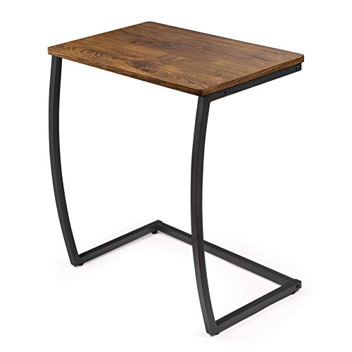 SRIWATANA Side Table, End Table, Vintage C-Shaped Couch Table for Sofa Laptop Coffee Snack, Walnut - color: 1.walnut