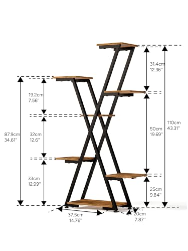 Plant Stand Indoor with Grow Lights: Large Multi-Tiered Metal Rack - Lighted Vertical Shelf with Timer for Flowers and Succulents - size: 43.3 inch, 7 tier