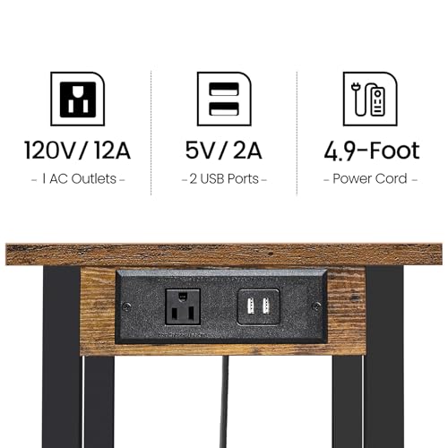 TUTOTAK Printer Stand, 2 Tier Rolling Printer Cart with Charging Station | Small Under Desk Printer Table with Wheels for Small Space, Office, Home, Brown PS01BB001P - color: Brown, size: 2 tier(18.9 x 11.8 x 15.4inchs)