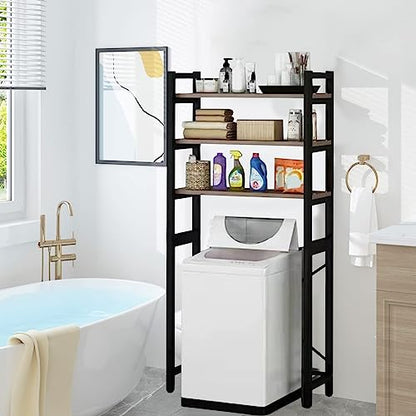 1 Set Over The Toilet Storage, 3-Tier Bathroom Laundry Storage Rack Space-Saving Organizer Household Supplies (Black) - color: Black