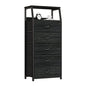 Furnulem Black Dresser with 5 Drawers, Vertical Storage Tower Fabric Dresser for Bedroom, Hallway, Entryway, Nursery, Closet Organizer, Nightstand Bedside Table Furniture, Sturdy Steel Frame, Wood Top - color: Black Oak, style: 5 Drawers