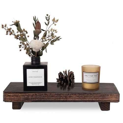 Wood Bathroom Tray Farmhouse Decor Kitchen Soap Holder, 11.8"x7" Dark Brown | Waterproof, Lightweight, Easy Clean, Small Wooden Riser Pedestal Stand Accessories for Office Desk, Vanity, Counter, Sink - color: Dark Brown, size: 11.8" x 7" x 1.6"