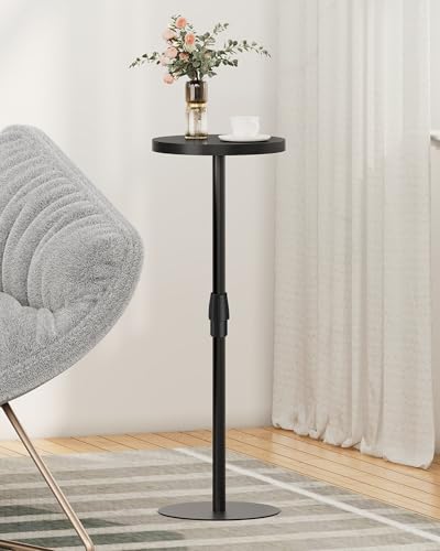 TUTOTAK Tall Round Side Table, Small End Table, Drink Table, Pedestal Table | for Small Spaces, Accent Nightstand, Set of 2, livingroom, Bedroom, Black TB01BK0962 - color: Black, size: 2 Pack, style: Adjustable