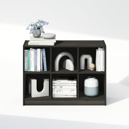 Furinno Basic Book Shelf, 3x2 Bookshelf, Cube Organizer Cabinet Bookcase with Shelf Storage, 11.9 x 31.6 x 23.6, for Living Room, Bedroom, Home Office, Espresso - color: Espresso