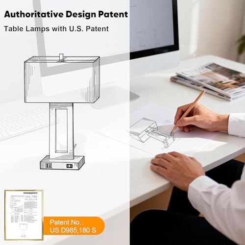 Set of 2 Touch Control Table Lamp with 2 USB Ports, 3-Way Dimmable Modern Nightstand Lamp Sets Bedside Touch Desk Lamp with Fabric Cream Shade For Bedroom Table Living Room Reading, Included Bulbs | 3 Way Dimmable, Touch Control, Fabric Cream Shade, E26 B