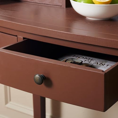 SAFAVIEH Furniture - Landon 5-Drawer Writing Desk - Henna Brown - Solid Wood - Classic Hutch Design - Ideal for Home Office, Living Room, Den, 36.2" W x 19.1" D x 40.5" H (AMH6516G) - color: Henna Brown