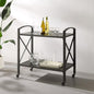 HomeStock Mediterranean Magic Outdoor Metal Bar Cart, Oil Rubbed Bronze, 18.88" D x 36.88" W x 35.5" H, Tiered Shelving Storage Cart, Outdoor Bar Serving Cart, Modern Bar Cart