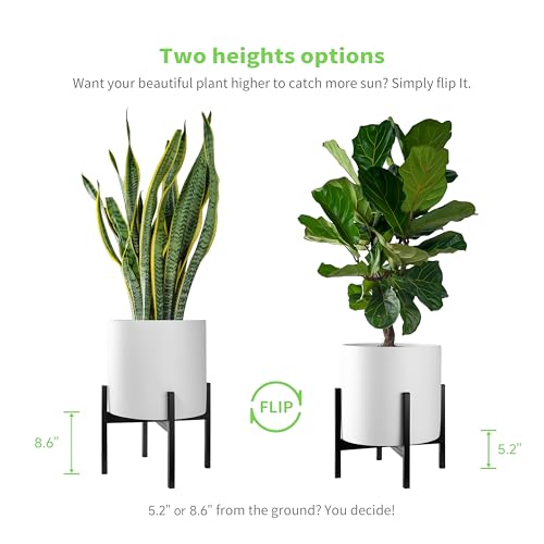 FaithLand Mid Century Plant Stand Indoor Outdoor(Plant Pot Not Included), Holds Planters with a Maximum Width of 14 Inch, Metal Planter Stand, Potted Plant Holder, Black - Width Not Adjustable - size: 14 inch